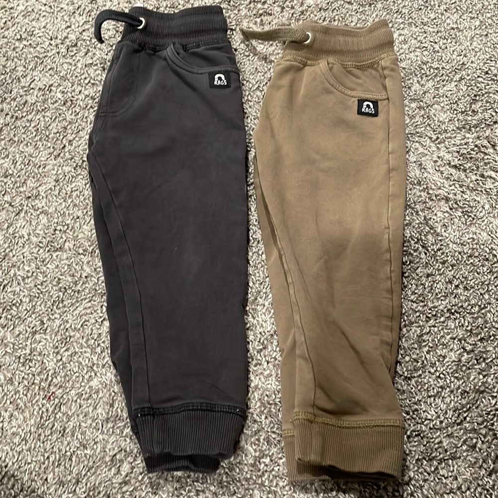 Rags jogger pants 2T. One black, one olive green. Good condition.